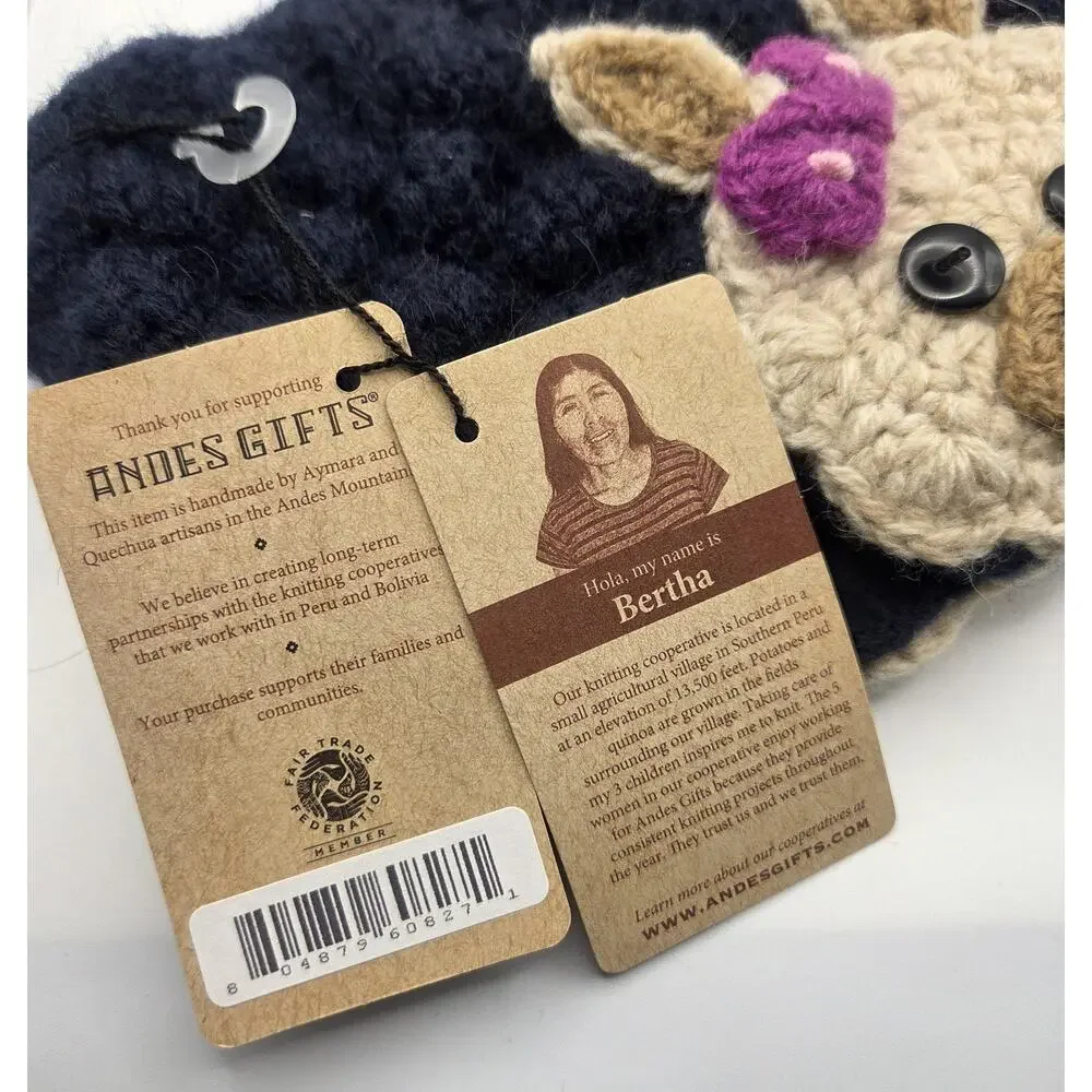 Alpaca Llama Ear Warmer Handcrafted Andes Gifts NWT